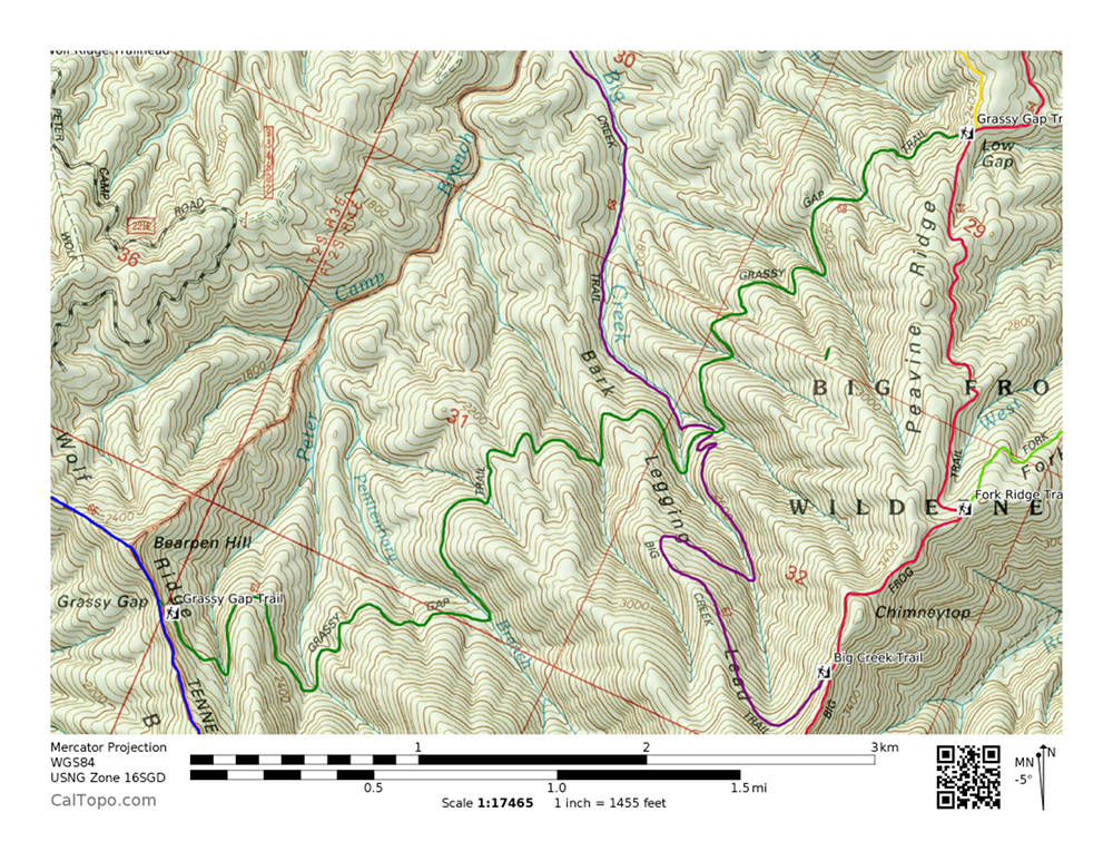 Map of Grassy Gap Trail