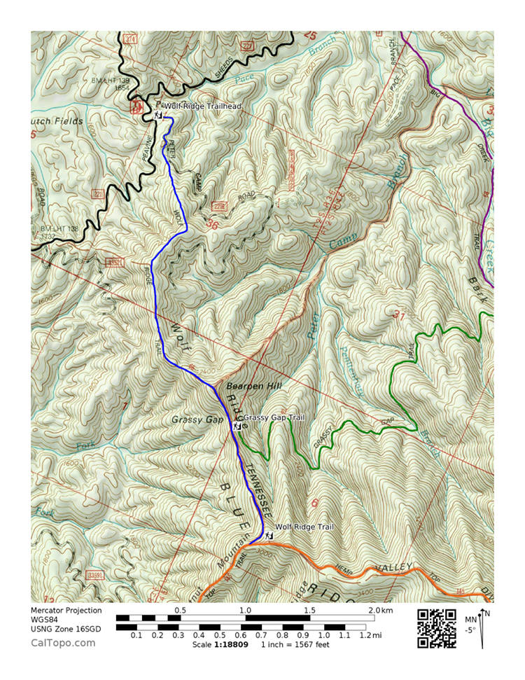 Map of Wolf Ridge Trail